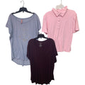 Lot of 3 Womens 2X Nautical Polka Dot Polo Short Sleeve Summer Tops Shirts