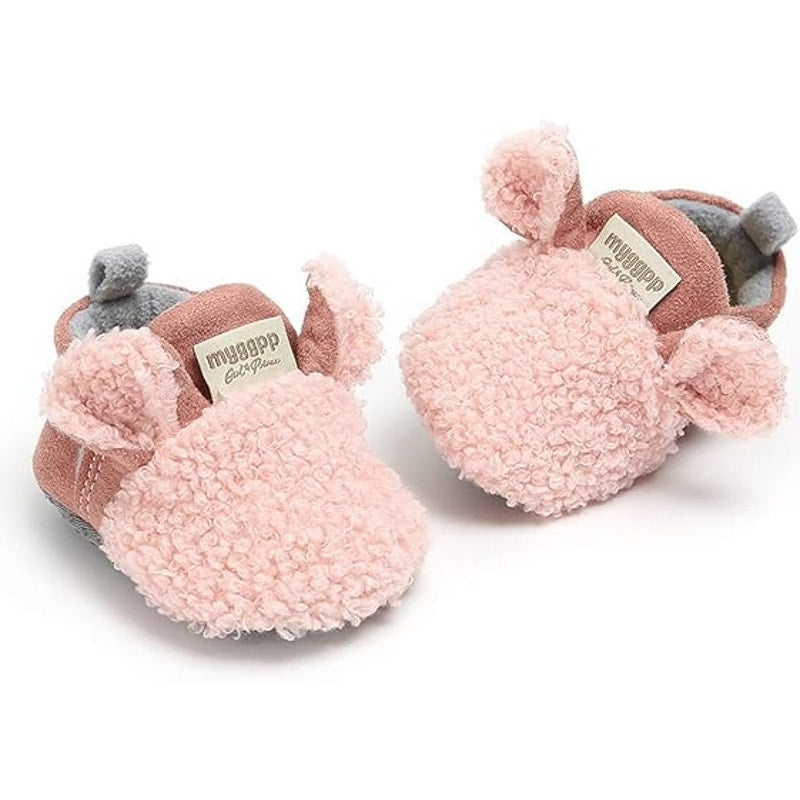 MYGGPP Baby Girls 6-12 Months Pink Fuzzy Booties Slippers Indoor Shoes