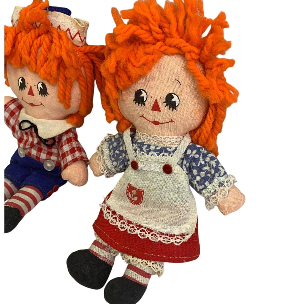 Vintage 1977 Raggedy Ann & Andy Hallmark Cards Small Cloth Yarn Hair Dolls