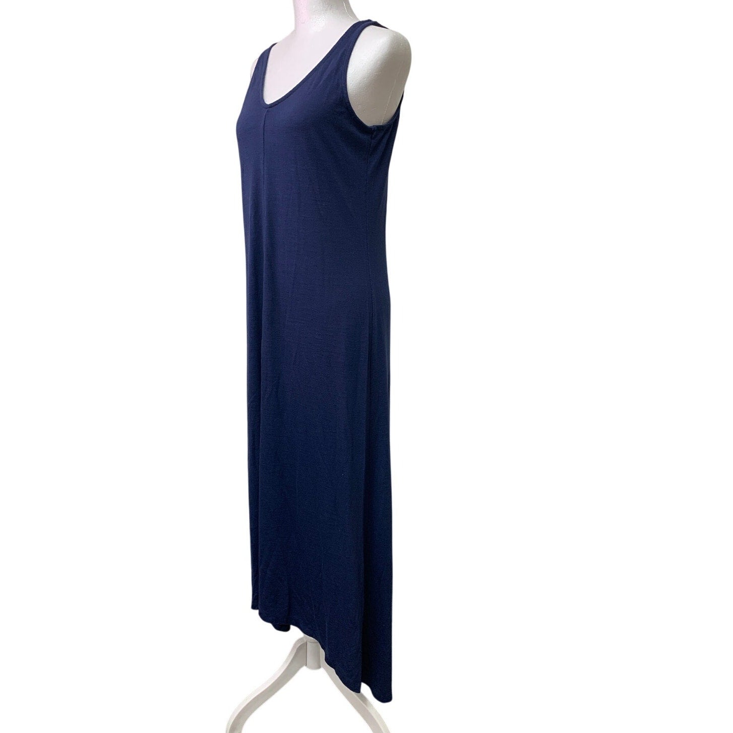 Old Navy Womens Medium Navy Blue Straight Sleeveless V Neck High Low Midi Dress