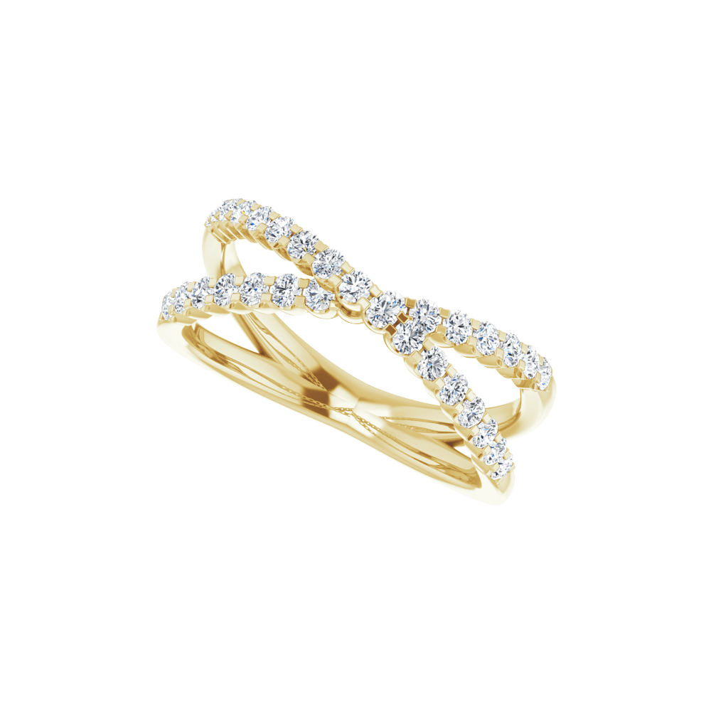 Valérie 14K Gold Diamond Criss-Cross Ring