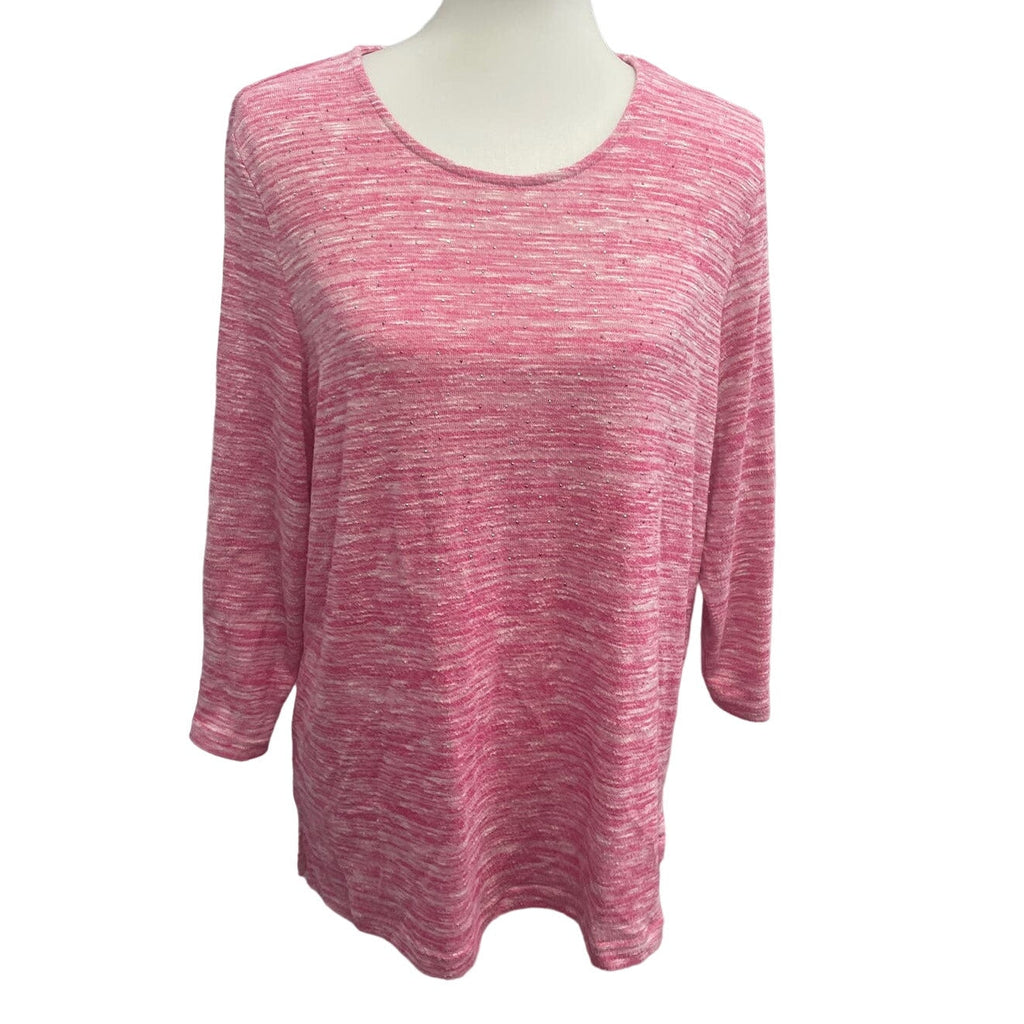 Croft & Barrow Large Long Sleeve Sparkle Studded Rayon Blend Soft Top
