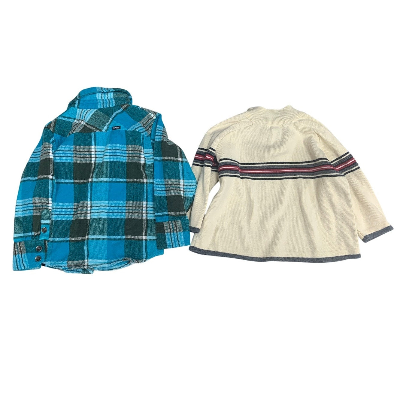Lot of 2 Hurley The Childrens Place Baby Boy 3T Long Sleeve Plaid Shirt Sweater