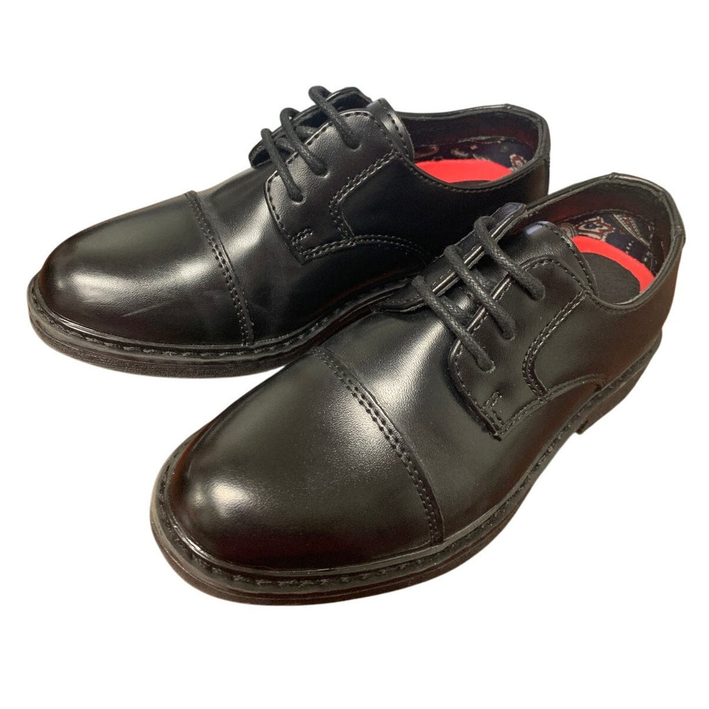 New Bruno Marc Boys Size 11 Black Faux Leather Laced Dress Oxford Formal Shoes