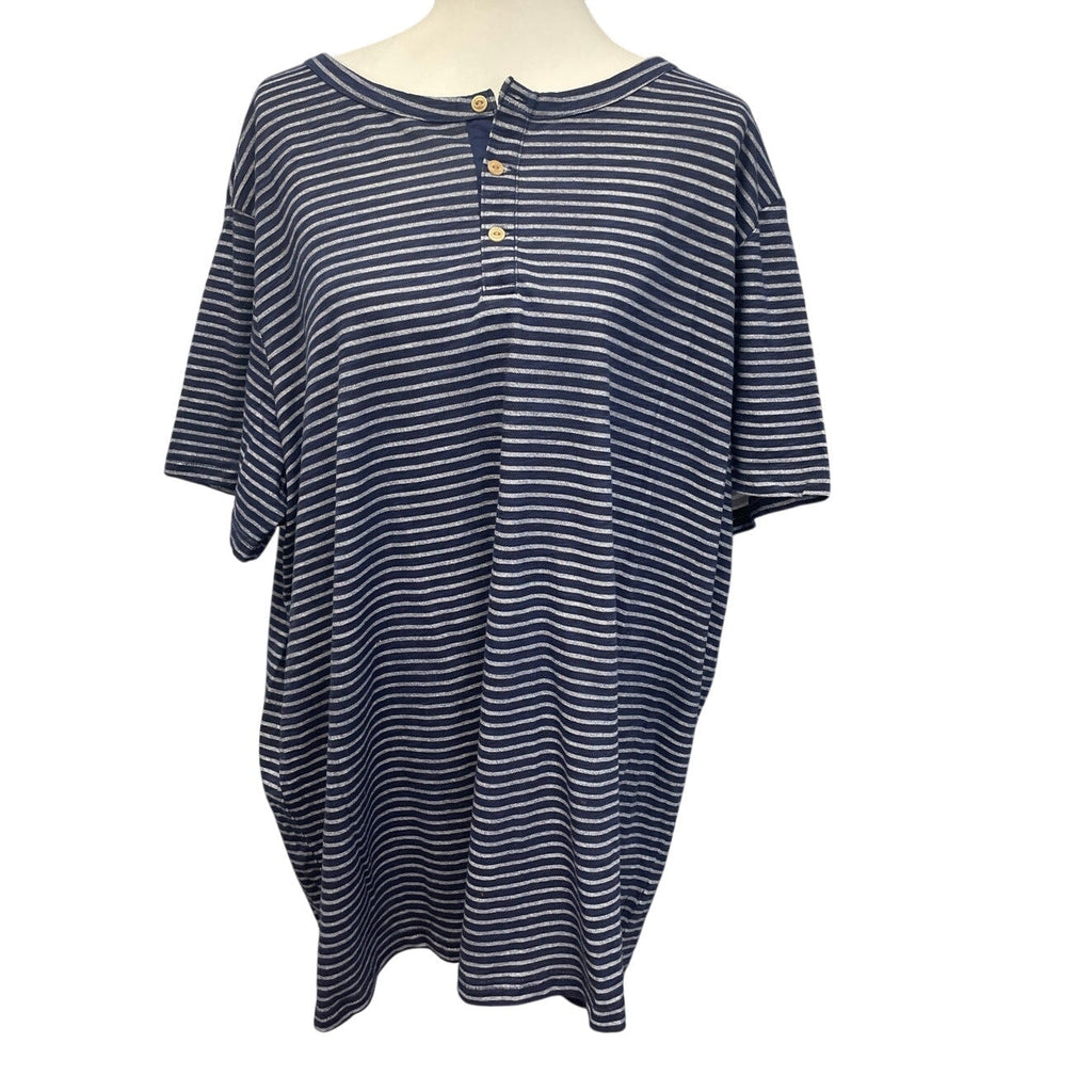 Merona Womens XXL 100% Cotton Short Sleeve Striped Short Sleeve Henley Shirt