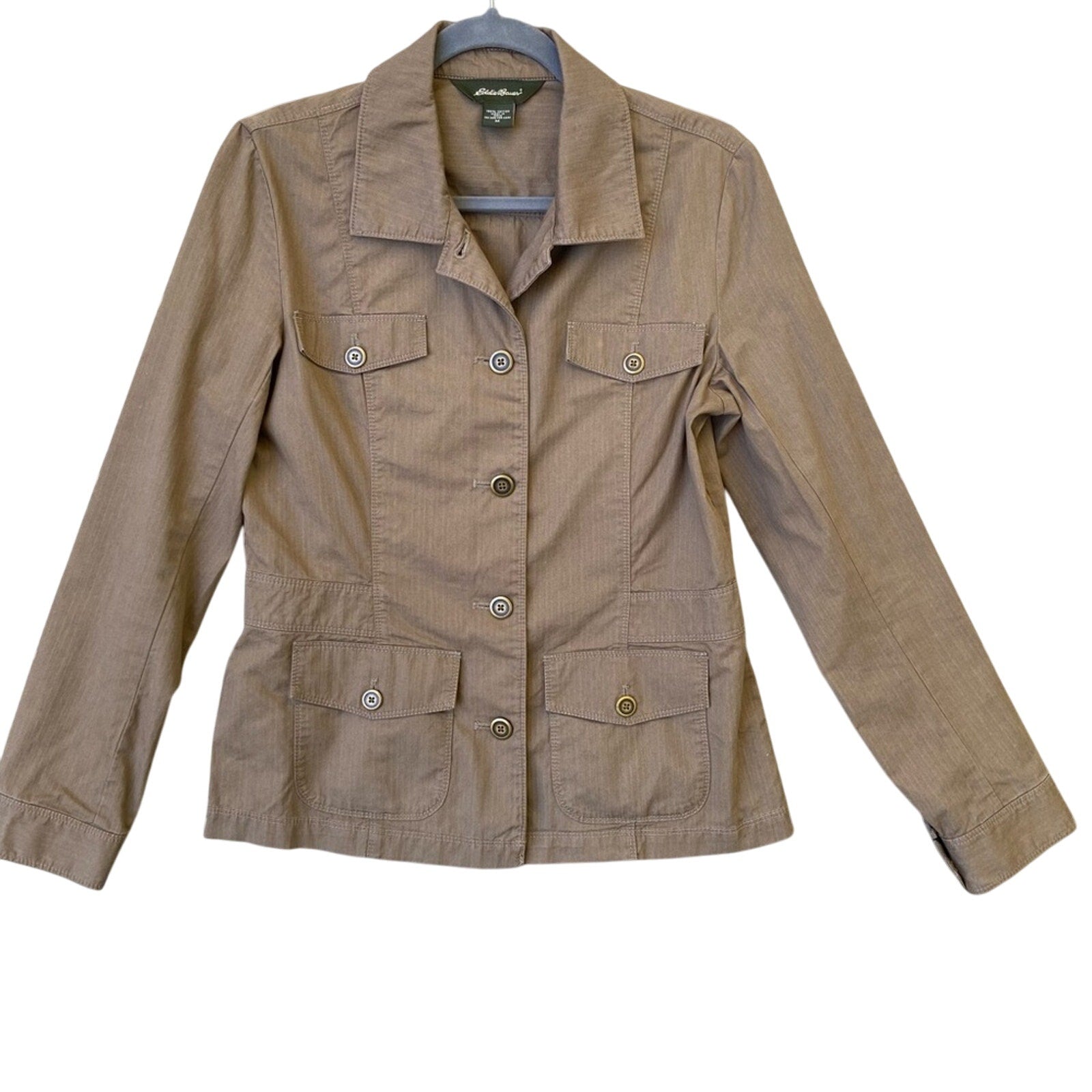 Eddie Bauer Womens Medium 100% Cotton Button Up Long Sleeve Jacket w Pockets