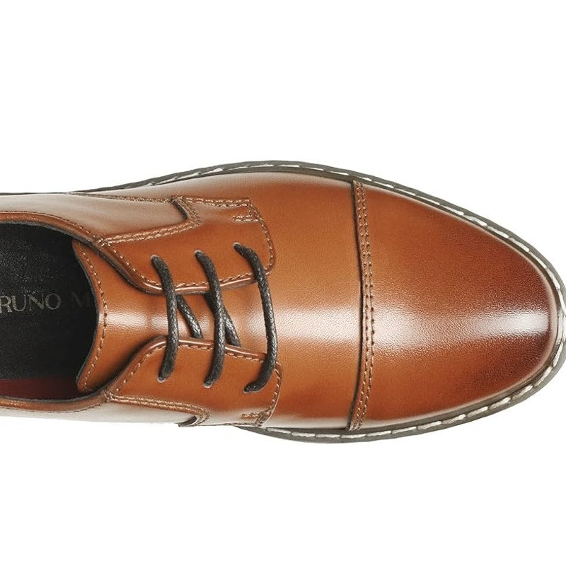 Bruno Marc Big Kid Boys Size 4 Brown Lace Up Faux Leather Oxford Formal Shoes
