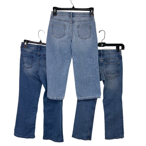 3 New Cat & Jack Girls Size 8 Wide Leg Bootcut Adjustable Waist Denim Blue Jeans