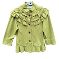 NWT New Bleu Bayou Womens Small Green Ruffle 3/4 Sleeve Button Up Jacket