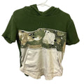 Akademiks Boys Small Hooded 100% Cotton Short Sleeve Army Green Camo Shirt