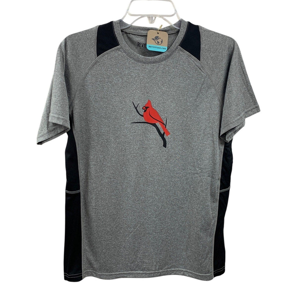 New Hand Printed Youth Boys Large Red Cardinal Bird Short Sleeve Sport Tee Shirt