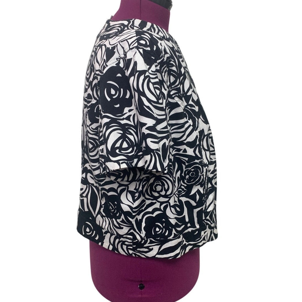 DressBarn Women 22/24W Cotton Blend Floral Short Sleeve Open Front Career Jacket