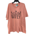 New Hand Printed Womens 4XL Heathered Wifey Floral Short Sleeve Tee Shirt