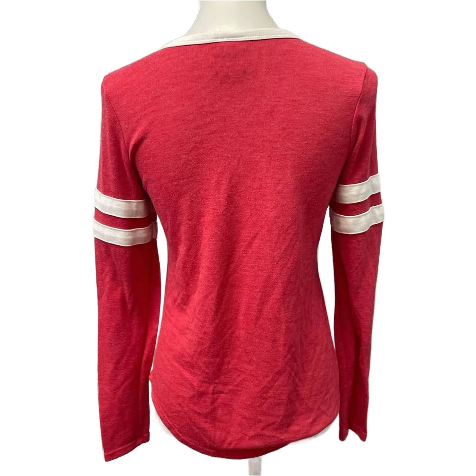 Jerry Leigh Juniors XS Blessed Long Sleeve V-Neck Polyester Blend Striped Top