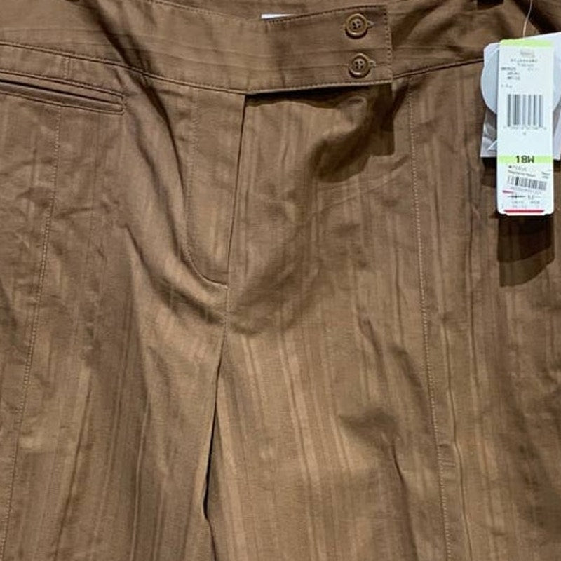 New Nine West Woman 18W Stretch Cotton Tuscany Bronze Brown Cropped Pants
