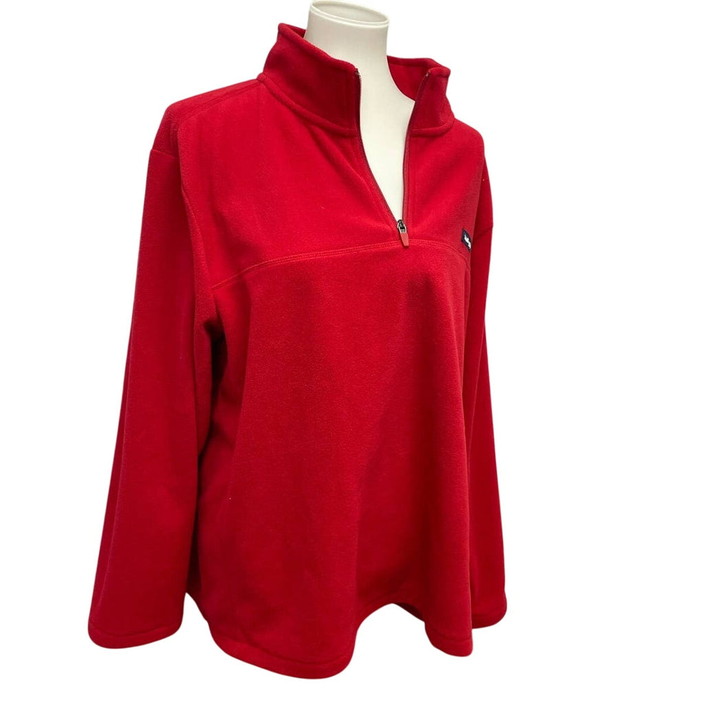 Lands' End Mens XL Red Long Sleeve 1/4 Zip Pullover Polyester Fleece Sweater