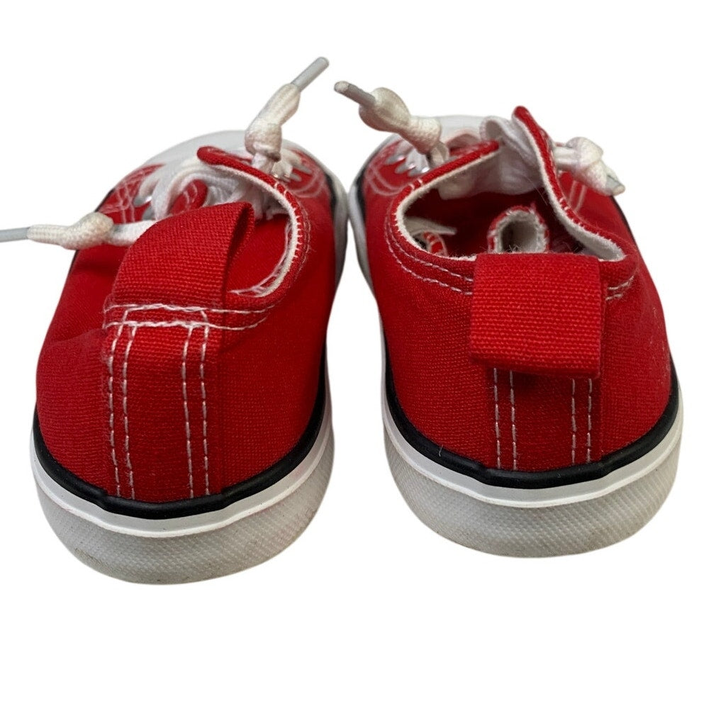 Boys Size 7 Red Canvas Sneakers Lace Up Low Top Round Toe Classic Shoes