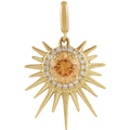 Soleil Auréa Pendant 14K Gold Citrine & Diamond Halo Sun
