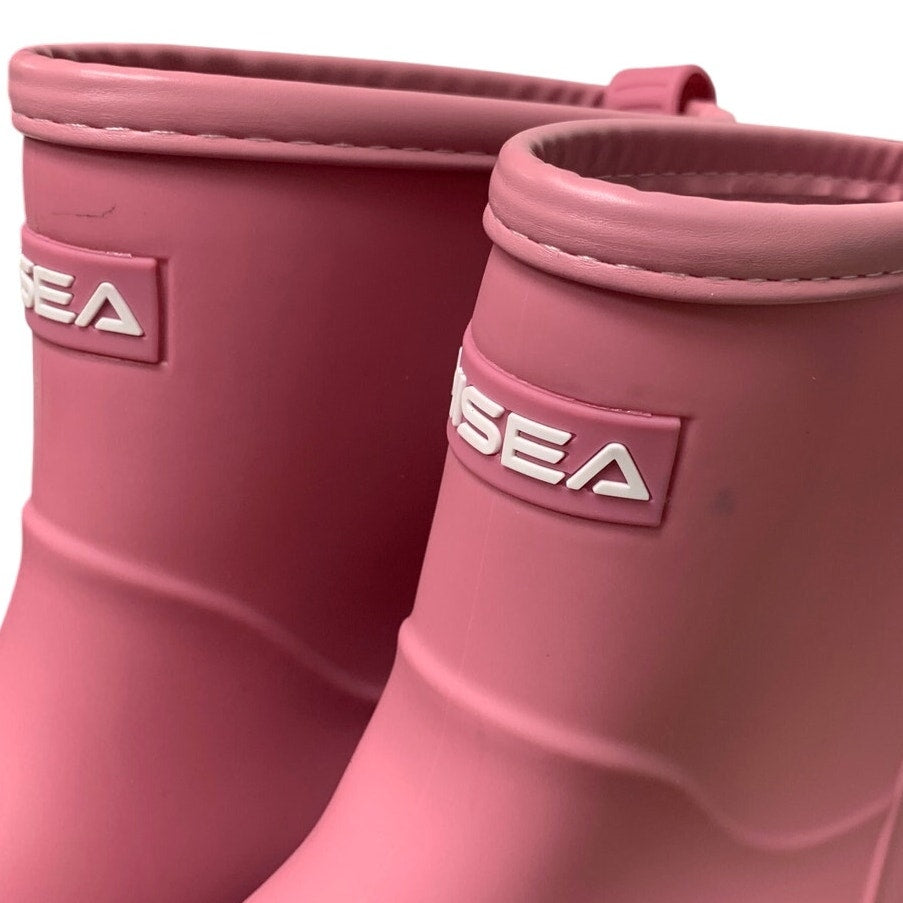 Hisea Women Size 7 Pink Pull On Waterproof Faux Rubber Short Non Slip Rain Boots