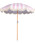 Open Box Funsite 6.5ft Boho Beach Umbrella with Fringe, UPF 50+ Tassel Umbrellas with Carry Bag, Premium Wood Pole Foldable Patio Umbrella for Outdoor