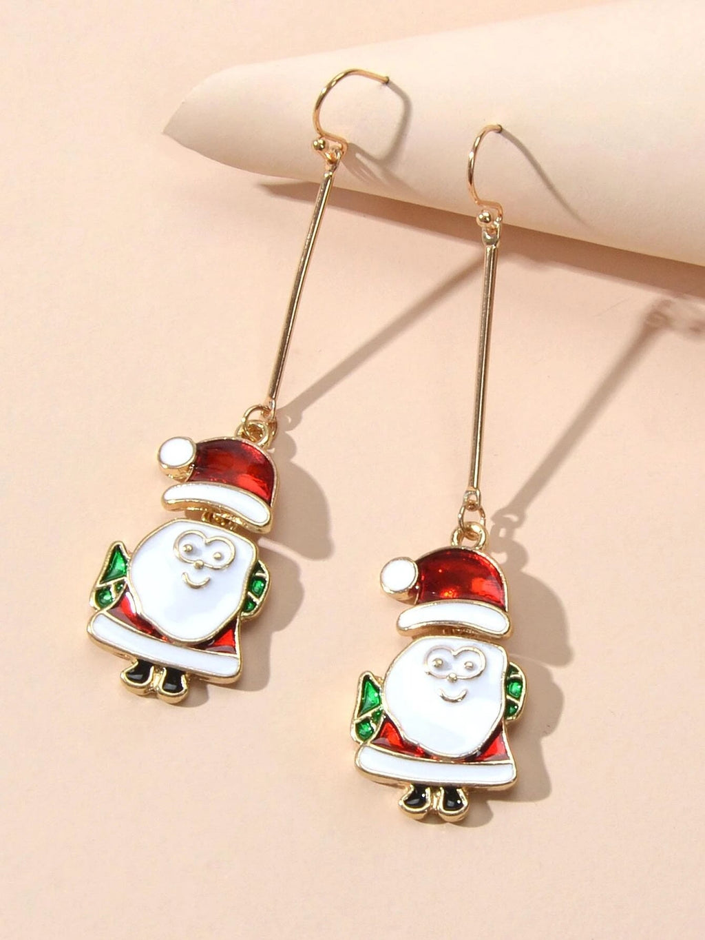 Christmas Jewellery White Enamel Santa Claus Drop Dangle Earrings