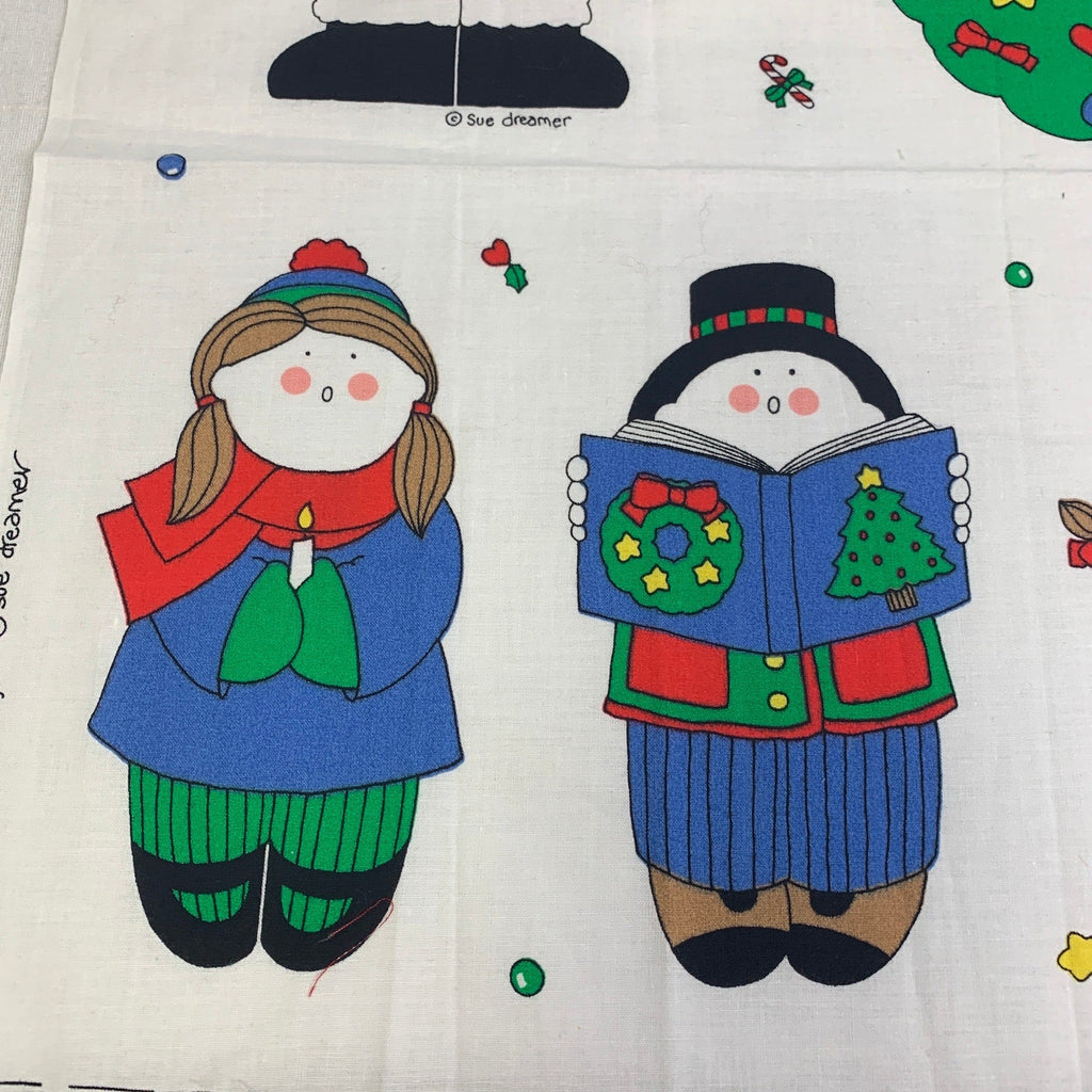 Fabric Country Sue Dreamer Christmas Caroler Santa Craft Sewing Fabric Remnant
