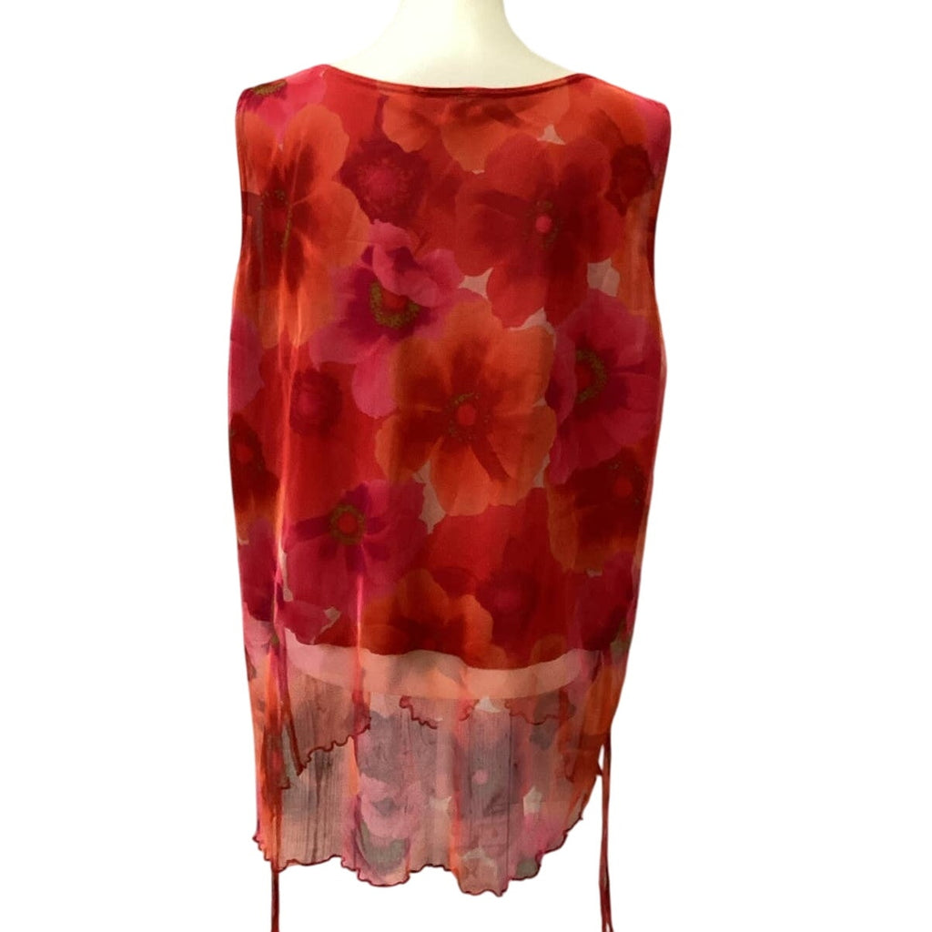 Jamie Nicole Collection Size 24 XL Red Layered Sleeveless Flowy Blouse Back Ties