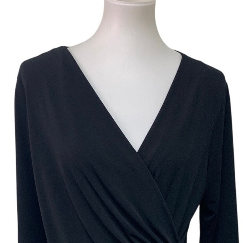 Metaphor Womens Large Deep V-Neck Asymmetrical Faux Wrap Fancy Evening Blouse