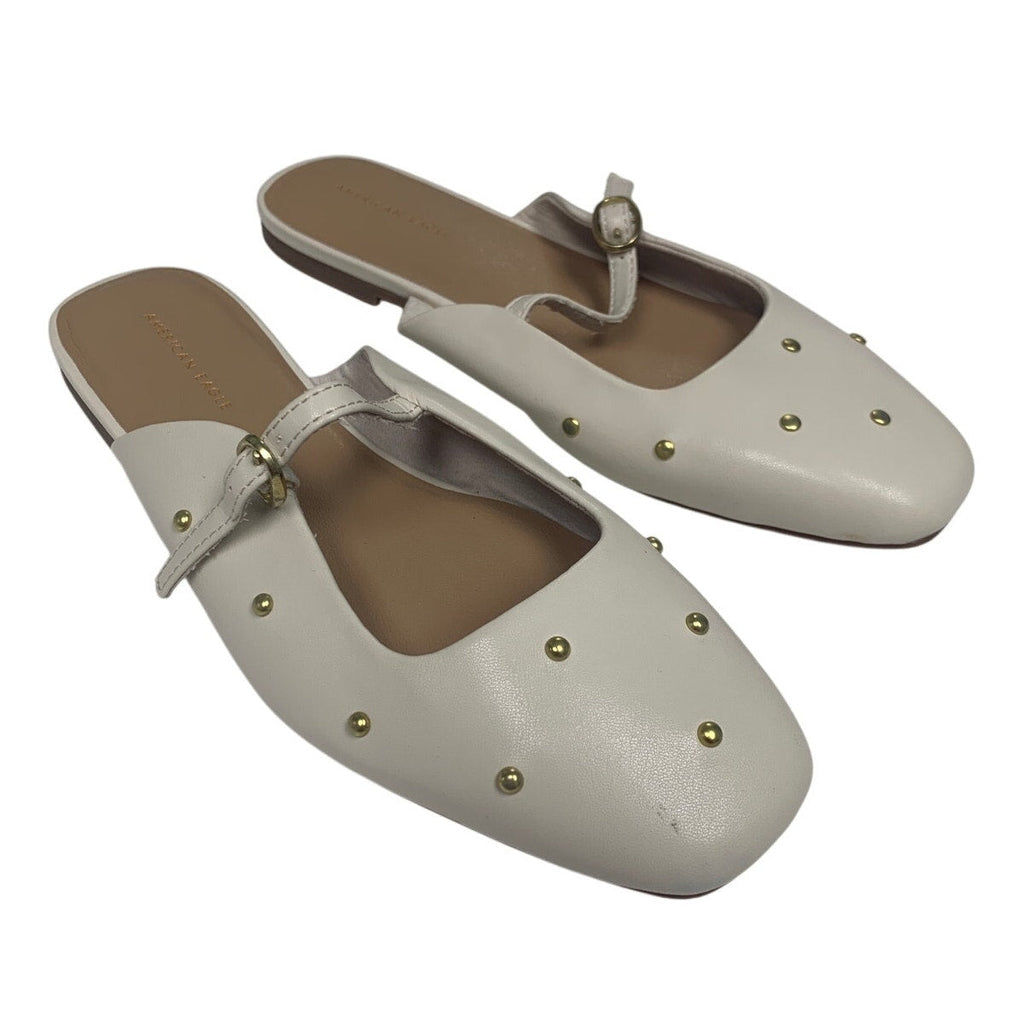 New American Eagle Womens Size 6 Studded Faux Leather Mary Jane Open Back Flats