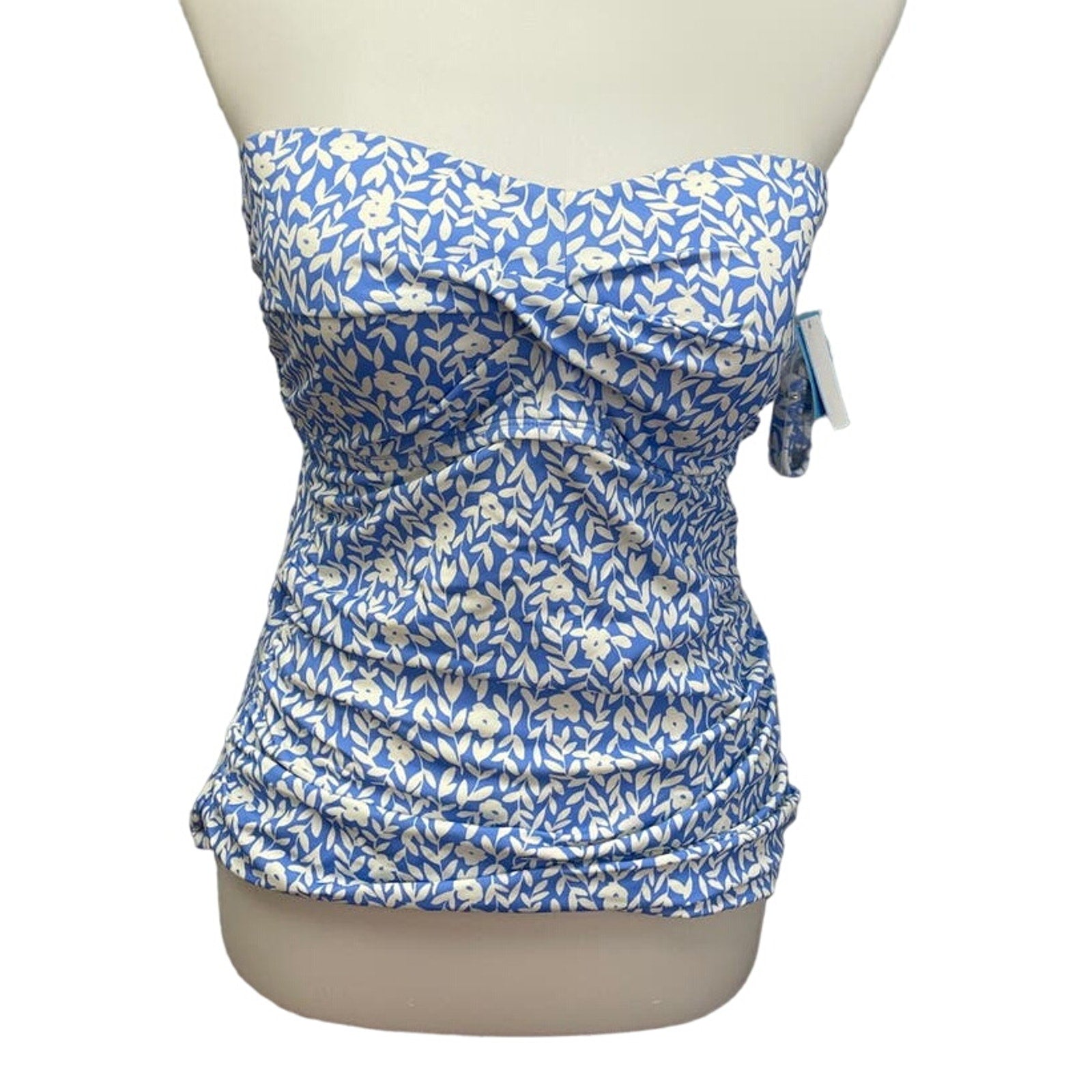 New Draper James Womens Small Detachable Straps Blue Floral Swim Top ONLY