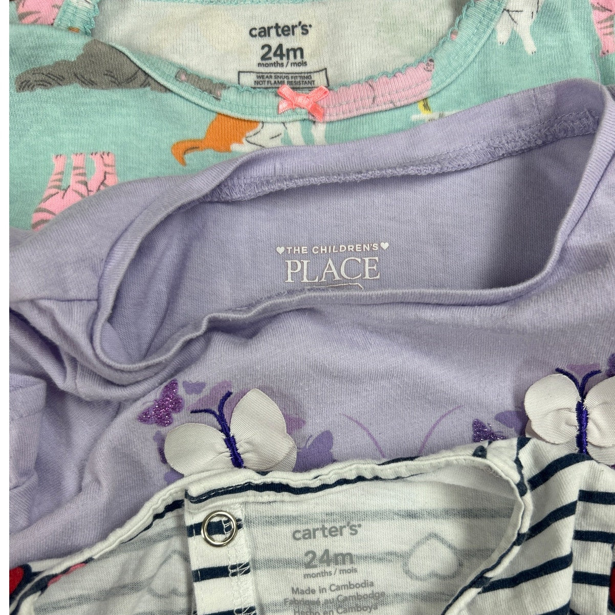 Lot of 5 Baby Girl 24 Months Cat Butterfly Heart Floral Shirts Bunny Pants