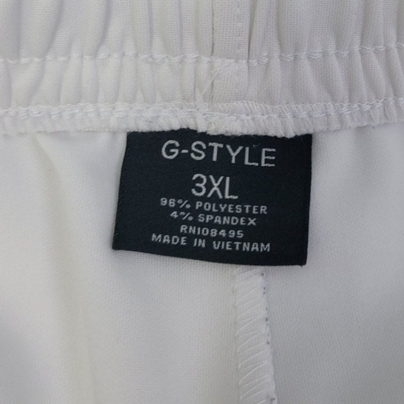 G Style Mens 3XL White PolySpandex Drawstring Waist Athletic Jogger Sweatpants