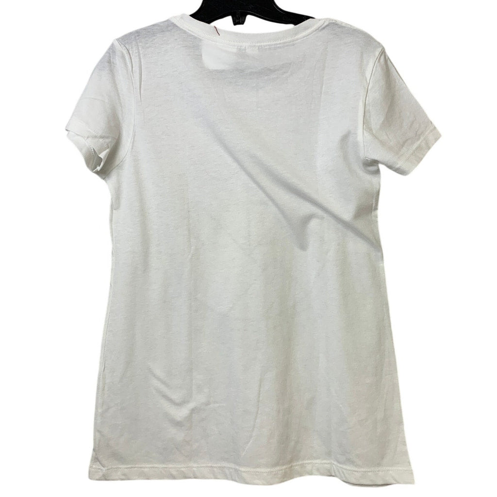 New Hand Printed Womens Large White Faith Can Move Mountains Bible Crew Tee