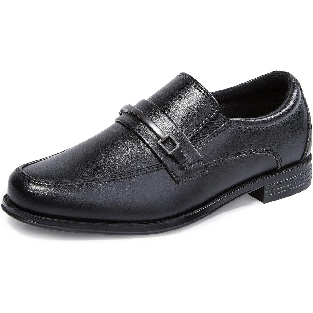 New HomeHot Boys Size 11 Black Faux Leather Slide On Buckle Top Loafer Shoes