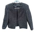 Jones New York Womens Size 12 Black White Career Open Front Jacket Blazer