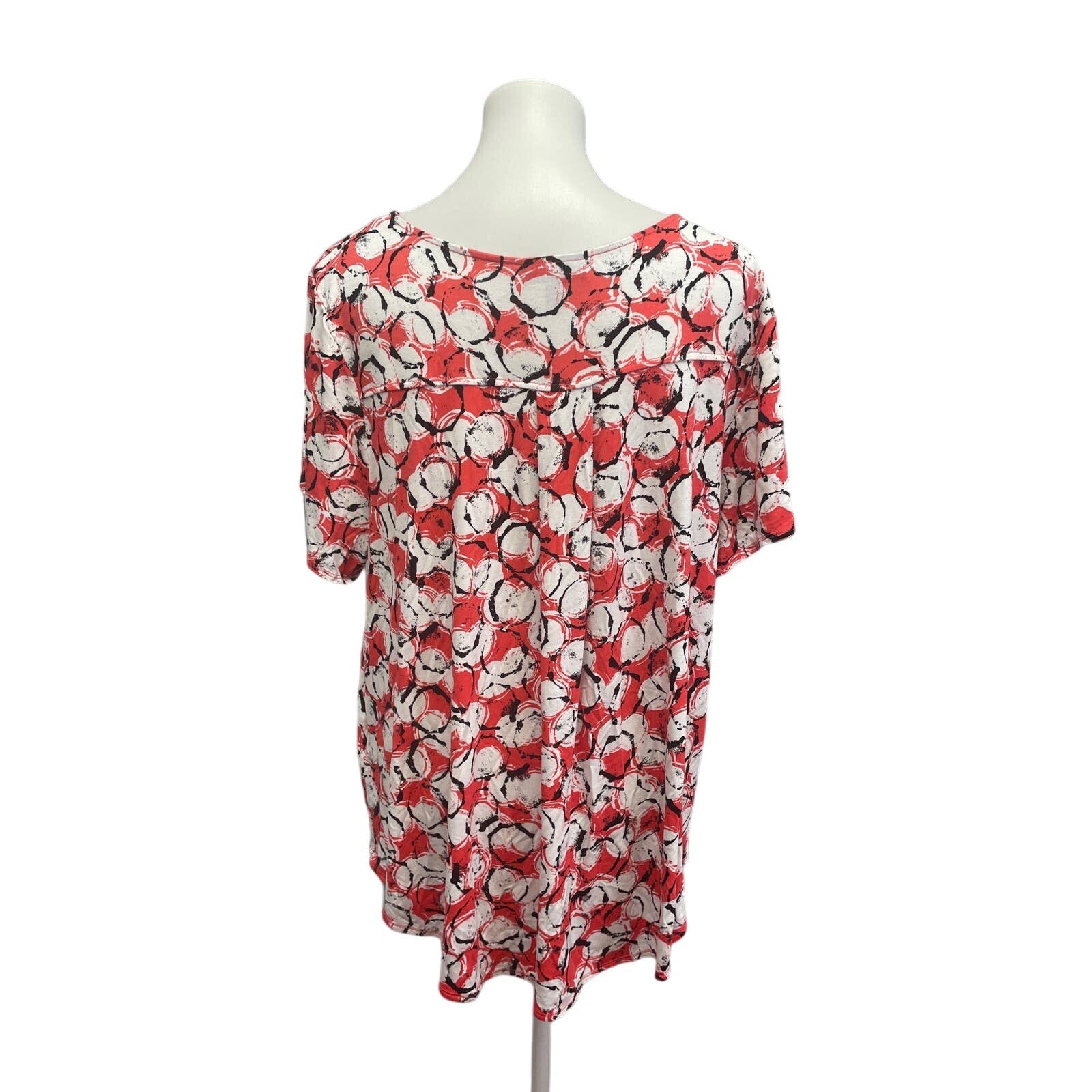 Alfani Womens Plus Size 3X Short Sleeve Polka Dot V-Neck Rayon Blend Top