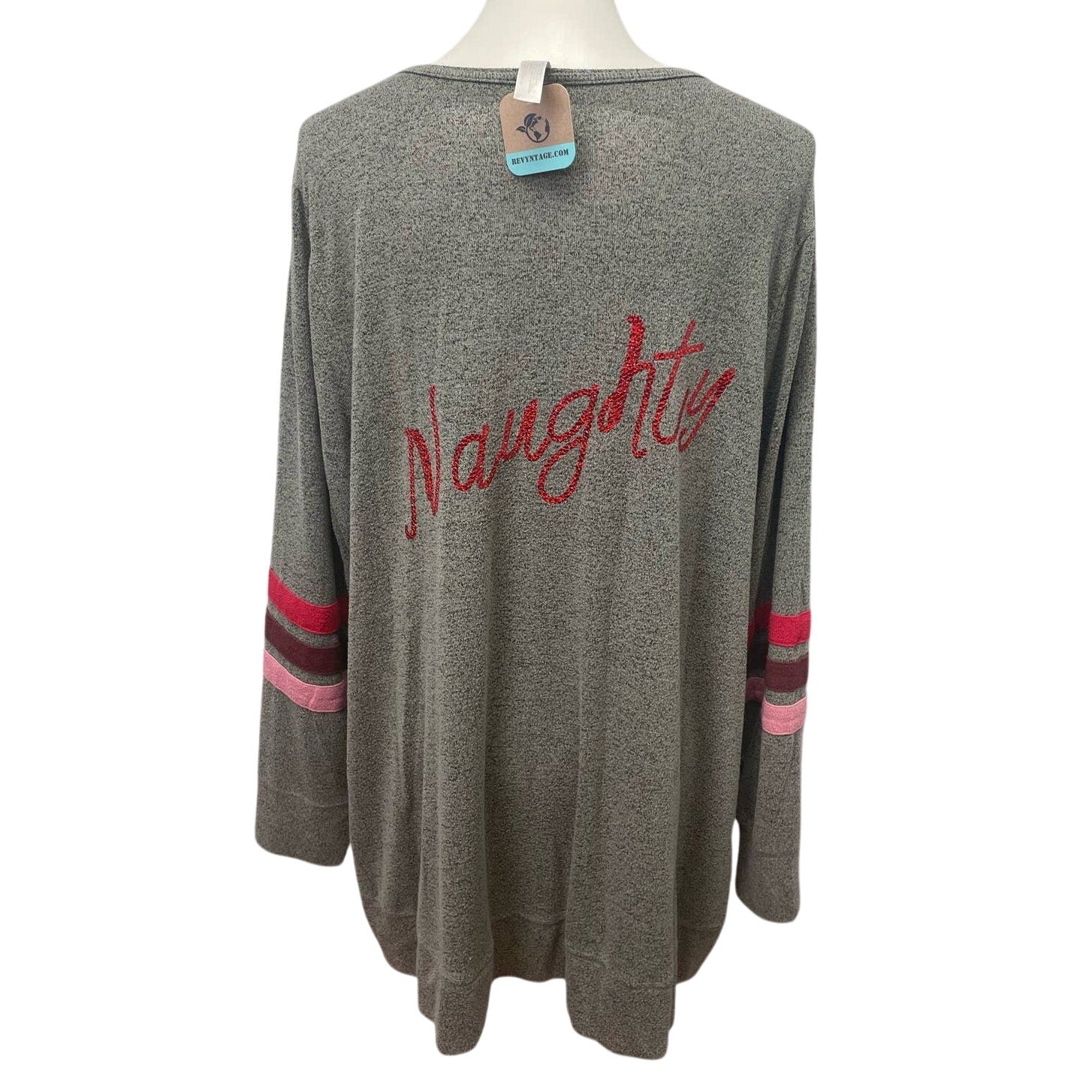 Sleep by Cacique Womens 18/20 Long Sleeve Nice Naughty Christmas VNeck Shirt