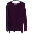 Melissa Paige Womens 2X Purple PolyRayon Long Sleeve Crew Neck Faux Button Top
