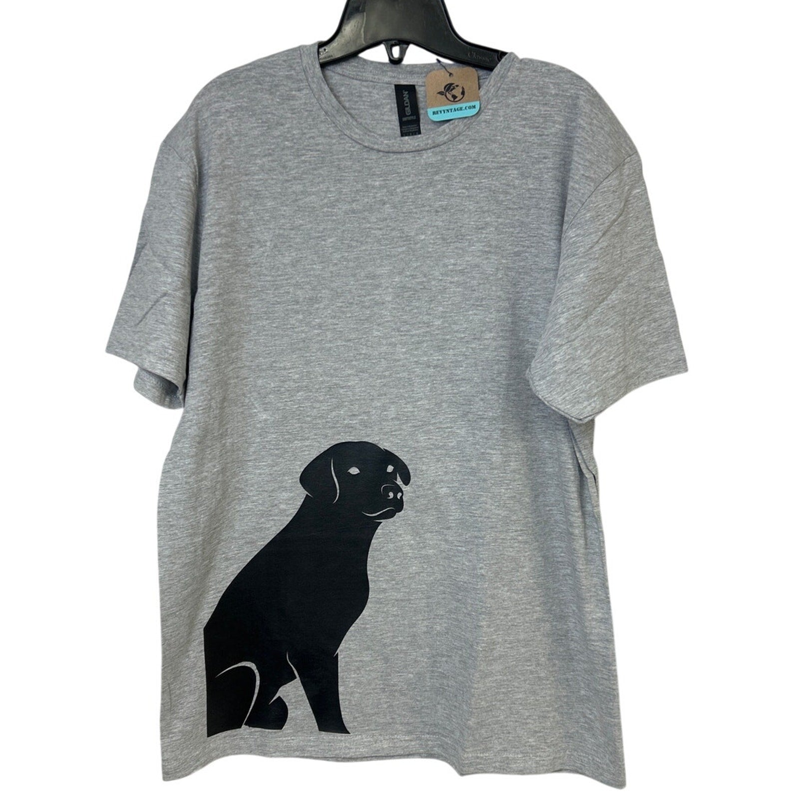New Hand Printed Mens 2XL Gray Heathered Black Lab Dog Short Sleeve Tee Shirt