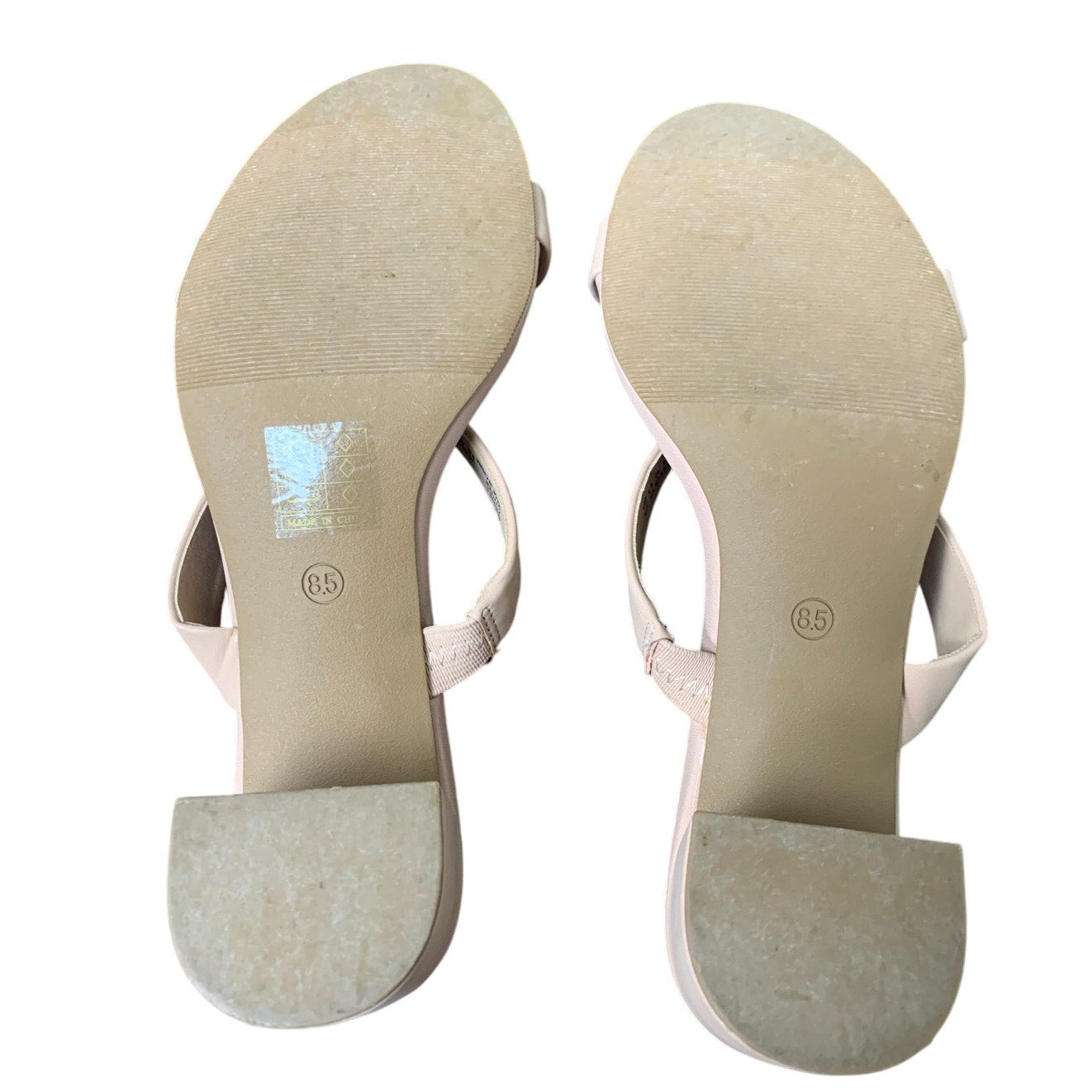 Dream Pairs Womens Size 8.5 Tan Open Toe Slide On 2.5" Block Heel Sandal Shoes