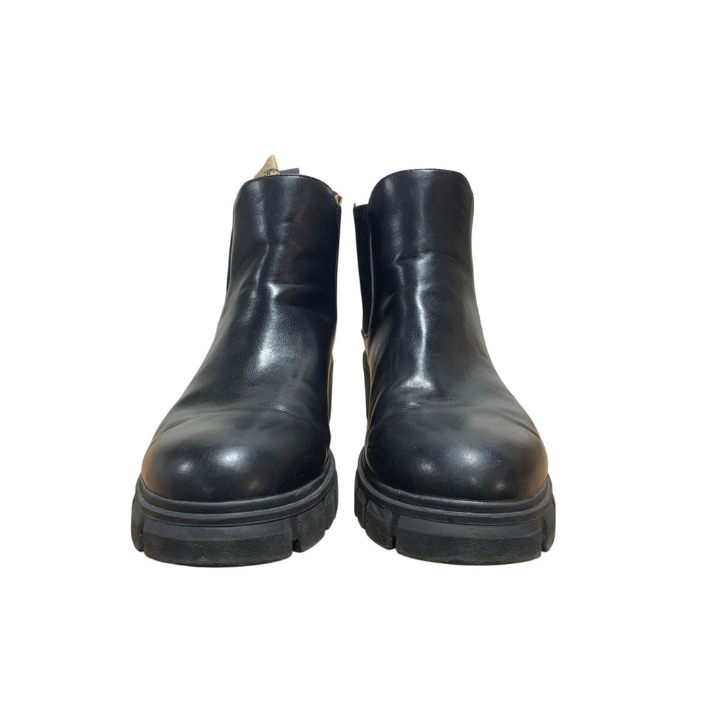 Athlefit Womens Size 9.5 Black 2" Chunky Heel Ankle Boots Slip On Shoes