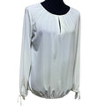 Beige by Eci Medium Long Sleeve Gathered Flowy Polyester Blend Keyhole Blouse