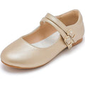 Parrosoo Toddler Girls Size 8 Matte Gold Flats Latch & Hook Close Dress Shoes