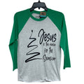 New Hand Printed Womens Large Jesus Is The Reason For The Season Christmas Tee