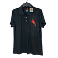 New Hand Printed Womens XL Red Cardinal Bird Black Short Sleeve Polo Shirt