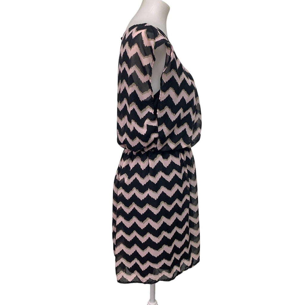 Lily Rose Womens Large 100% Polyester Chevron Stripe Sleevless Blouson Dress