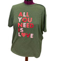 Gildan Womens Plus 2X All You Need Is Love Short Sleeve Cotton Blend Tee Shirt