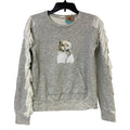 Upcycled Hand Printed Womens Small Smokey Gray Cat Long Sleeve Sweatshirt