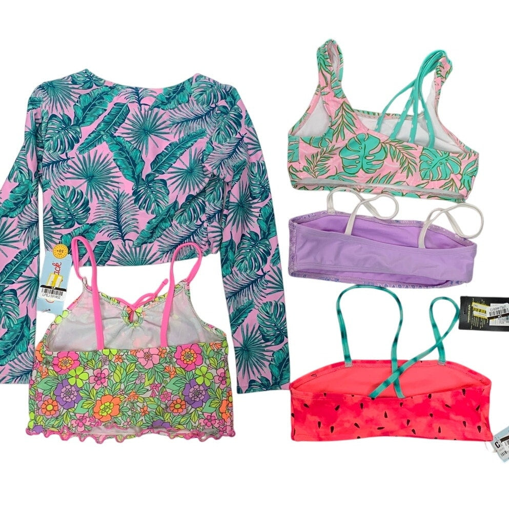 Lot of 5 Art Class Cat & Jack Girls Medium Floral Tropical Bikini Swim Tops ONLY