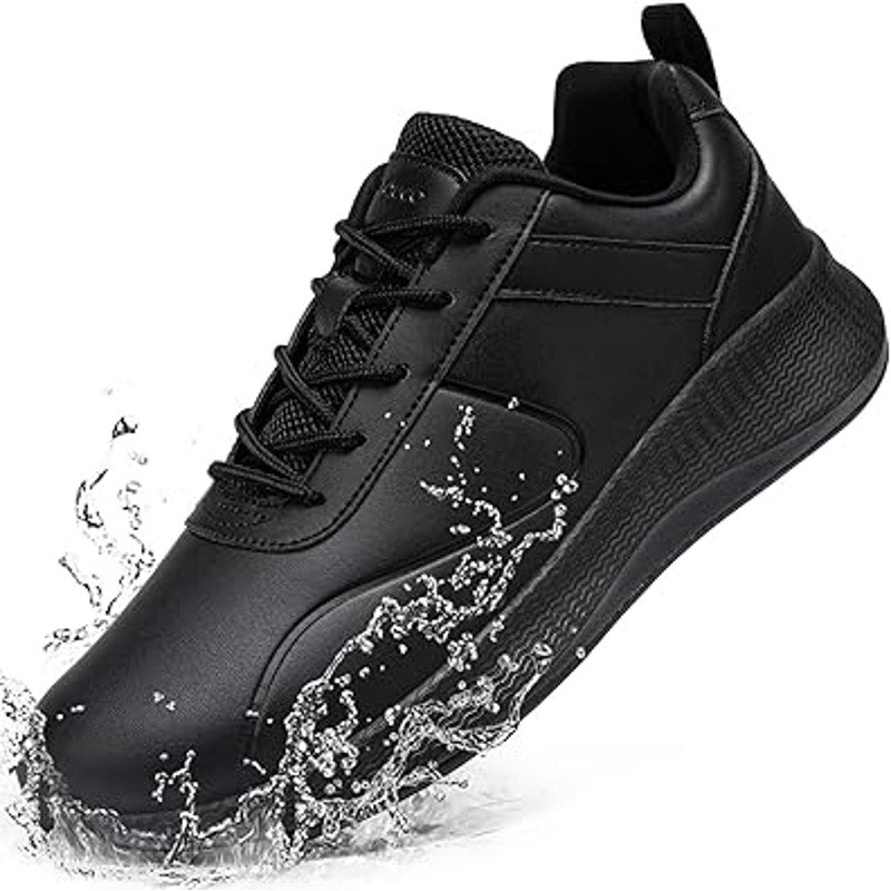 Taquco Mens 11.5 Black Lace Up Faux Leather Non Slip Waterproof Kitchen Shoes
